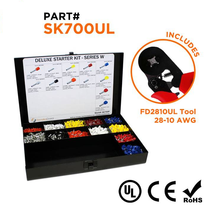 SK700UL - 22 to 10 AWG Wire Ferrules Deluxe Kit + FD2810UL Tool, 3,450-Pieces, Series W, 1 Kit
