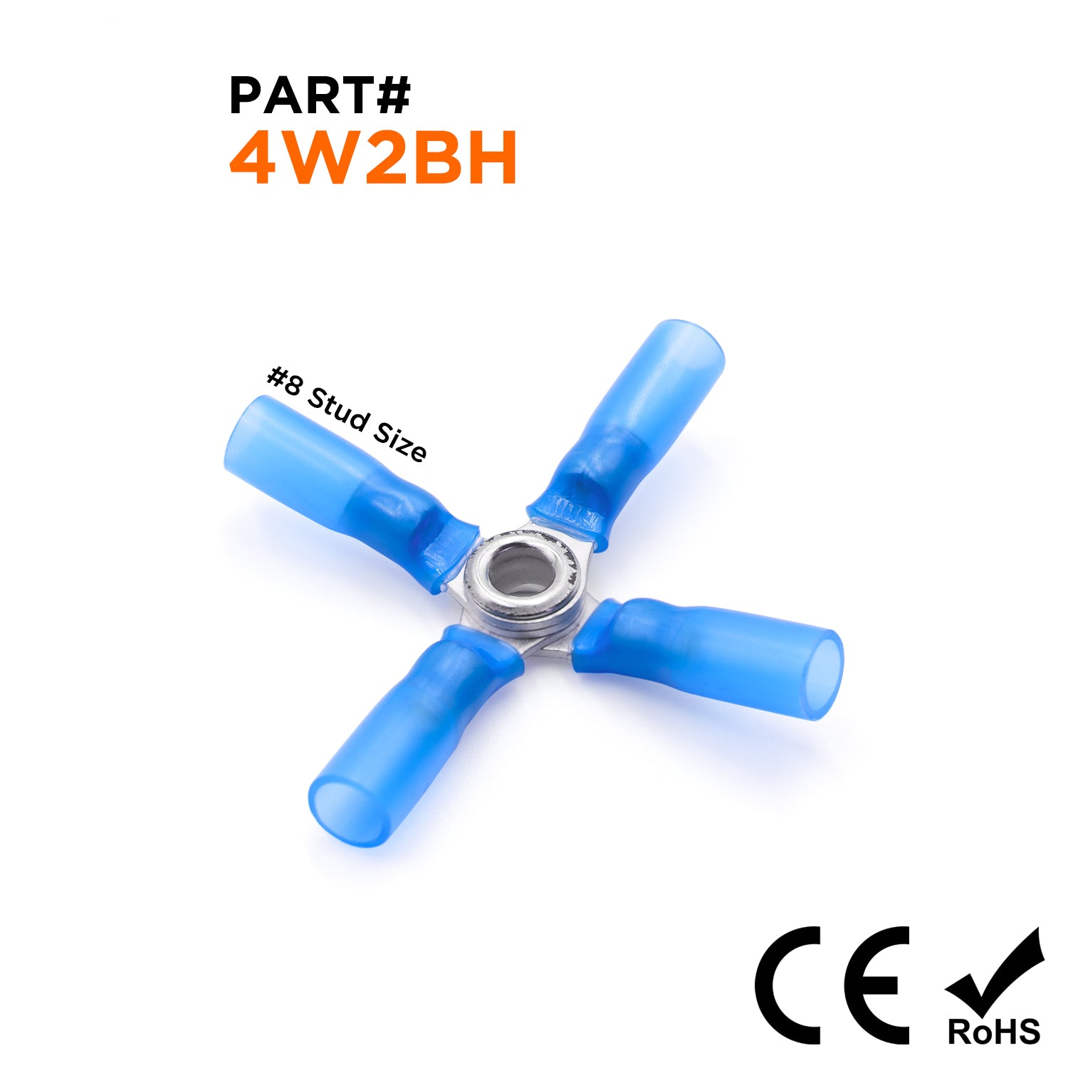 4W2BH - 16 a 14 AWG 4-Way Splice Conectores, #8 Orificio, Heat Shrinkable De nailon, 10 piezas