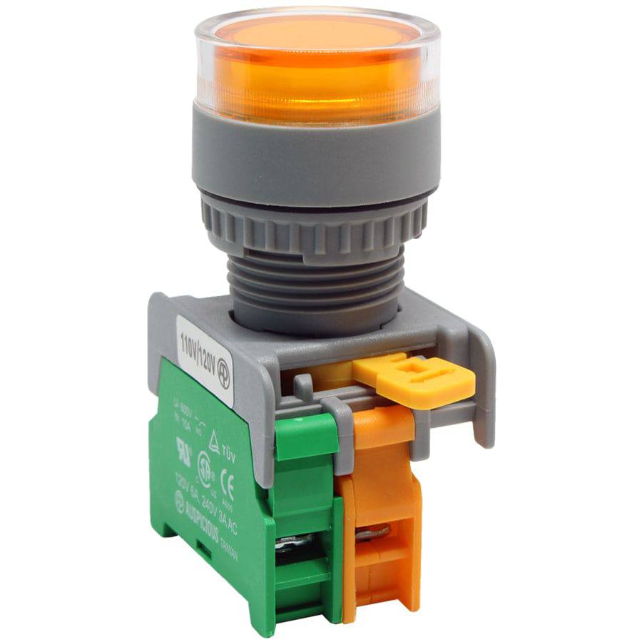 LXG22-1/O-YL - Illuminated Push Button - 1 Contact (1/O) - 22mm - 110V - Amarillo