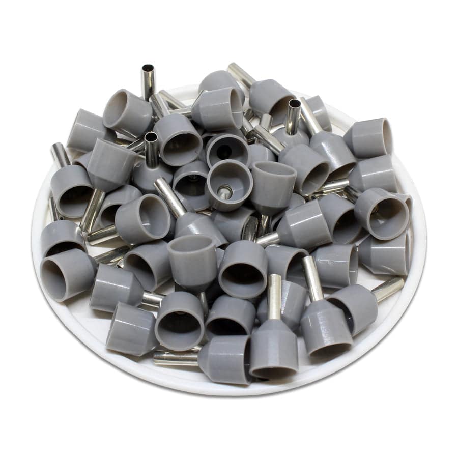 SC25008T - 14 AWG Insulated Punteras, 8mm Pin, Gris, XXL Collar, Short Circuit Protection, 100 piezas