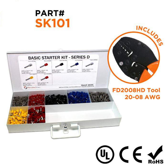 SK101 - 20 a 8 AWG Punteras Basic Kit + FD2008HD Herramienta, 2,450-piezas, Series D, 1 Kit