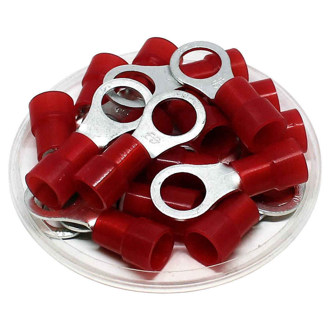 RNYB8-10 - 8 AWG Nylon Insulated Ring Terminals, 3/8" Stud, 50 Pieces