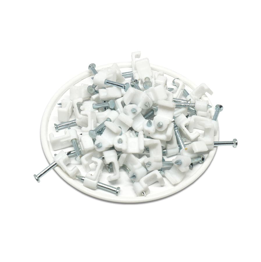 FNC5W - Flat Nail Cable Clip - White - 5mm