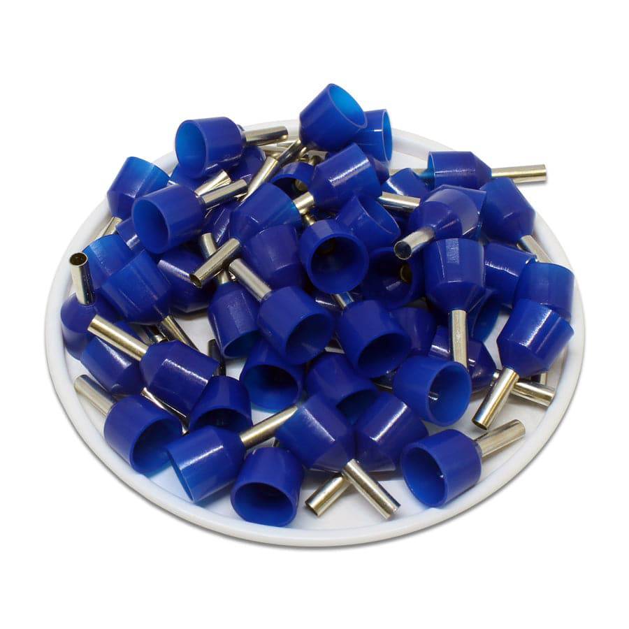 SC25008W - 14 AWG Insulated Punteras, 8mm Pin, Azul, XXL Collar, Short Circuit Protection, 100 piezas