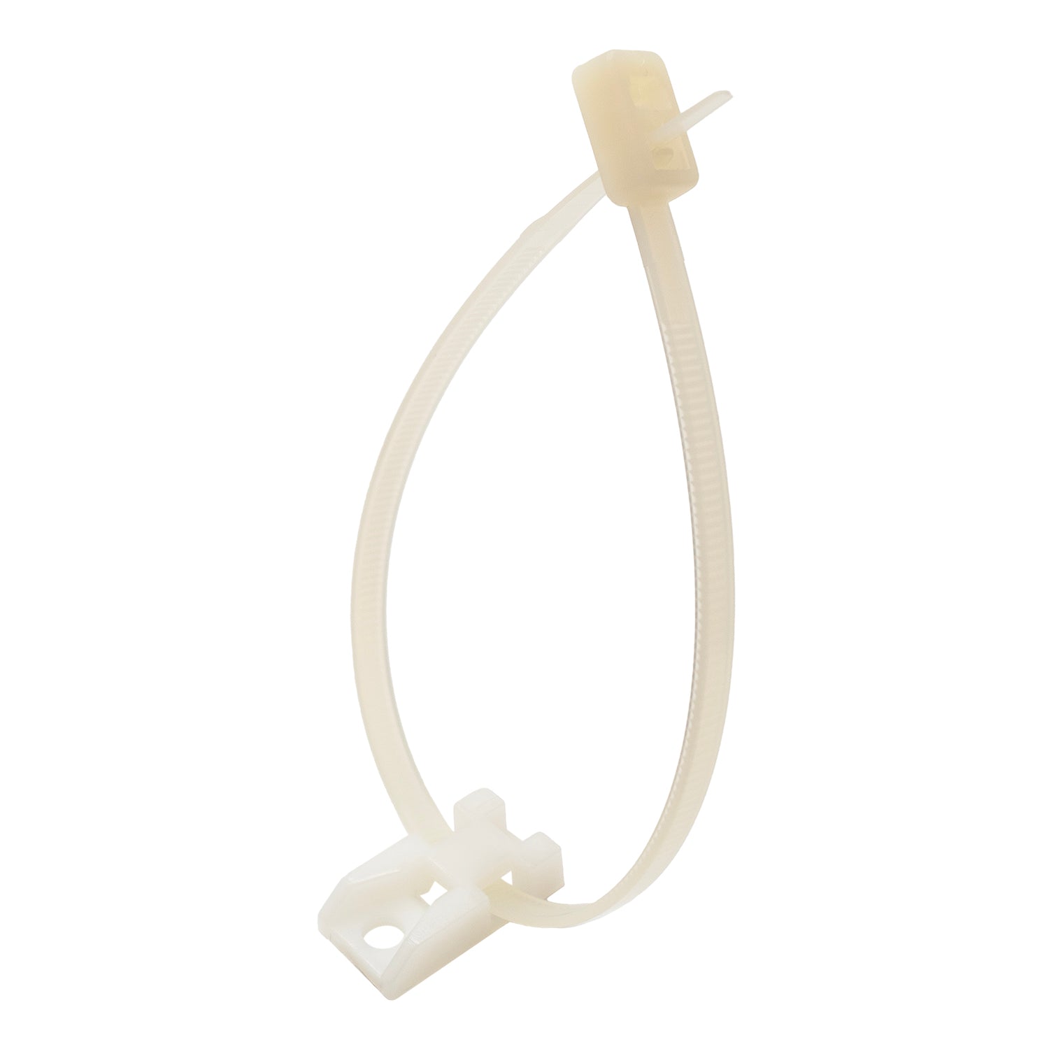HC01N - 15/16"L x 1/2"W Nylon Saddle Tie Mounts: Tie Width: 3/16", Screw Width: 3/16", Natural, 100 Pieces