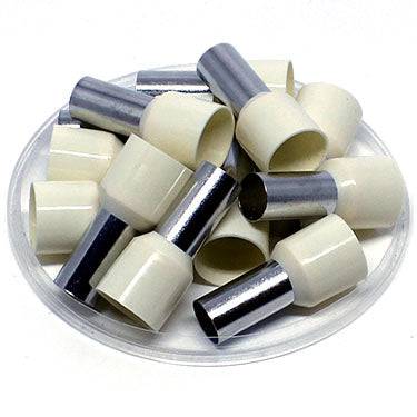 AW350025 - 2 AWG Single Insulated Wire Ferrules, 25mm Pin, Beige, UL Recognized, 100 Pieces