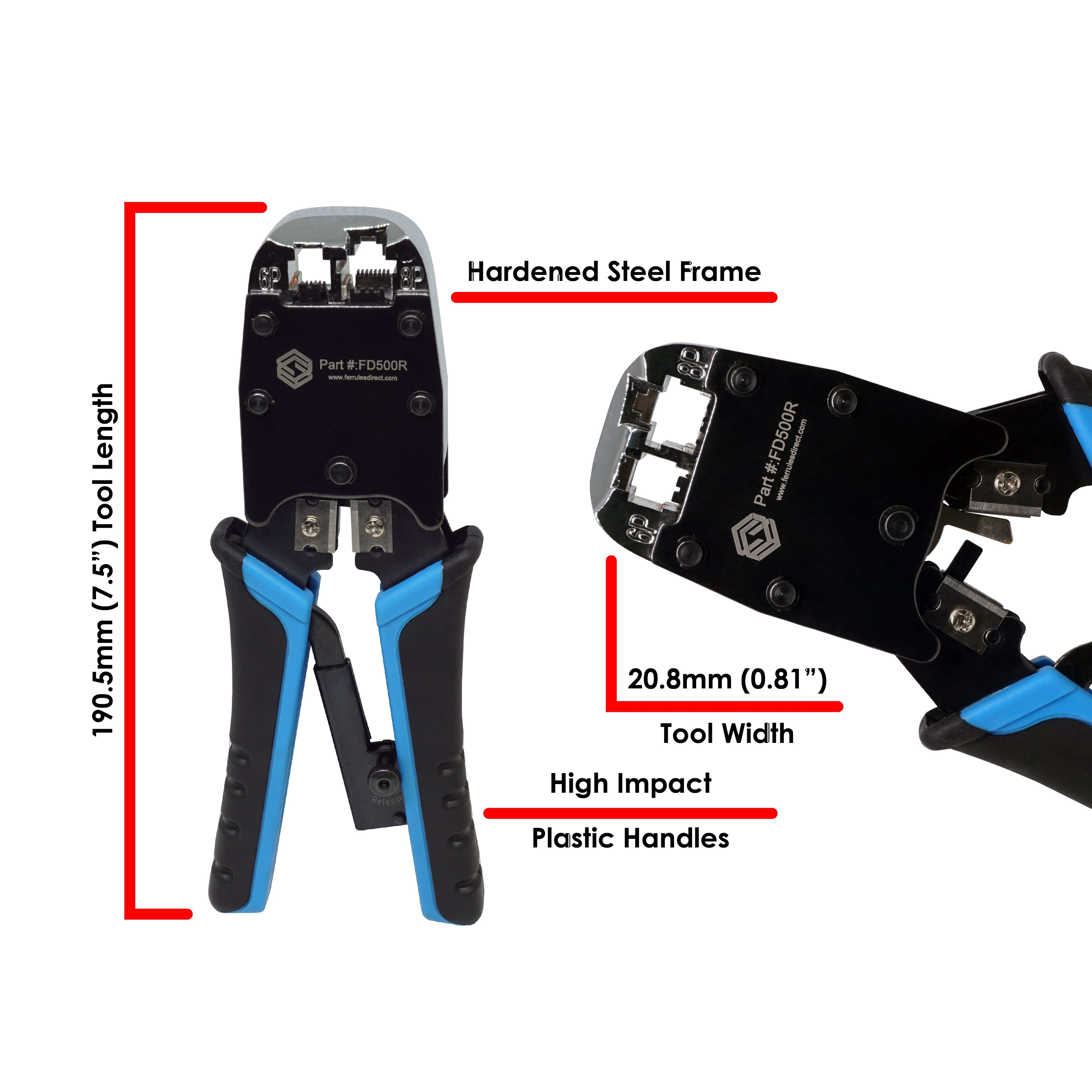 FD500R - CAT5, CAT5E, CAT6 Ethernet & Phone Connectors Crimping Tool, 1 Piece