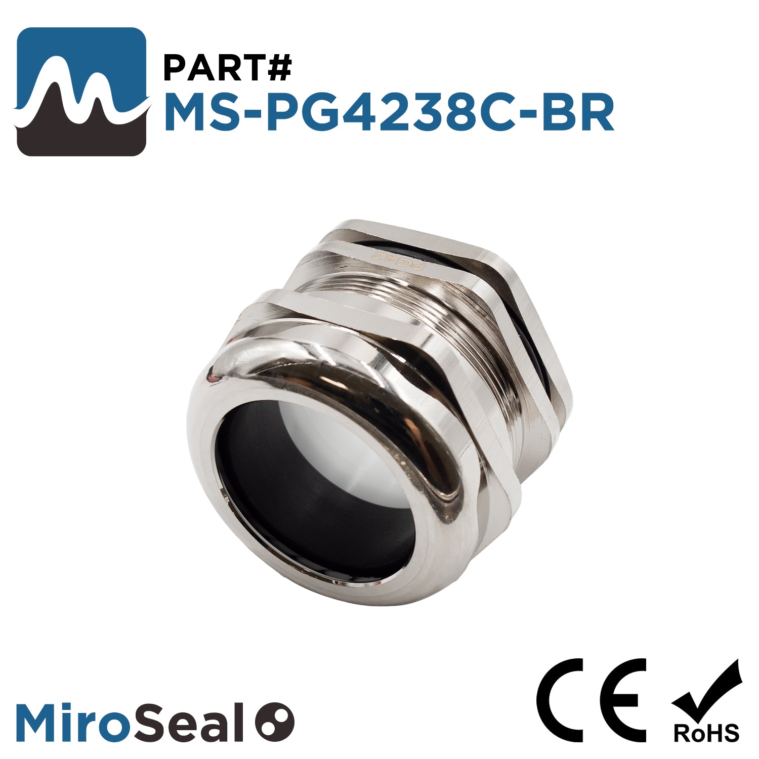 MS-PG4238C-BR - MiroSeal PG42 Prensaestopas, Nickel Plated Brass, Rango: 1-1/4" a 1-1/2", 1 pieza