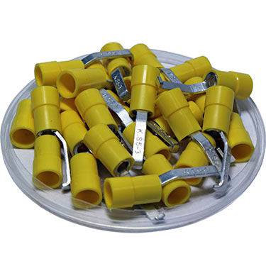 LBVYB5-3 - 12 a 10 AWG Con aislamiento de vinilo Lipped Blade Molded Entry Terminales, 1/8" Width, Brazed Seam, UL Recognized, 50 piezas