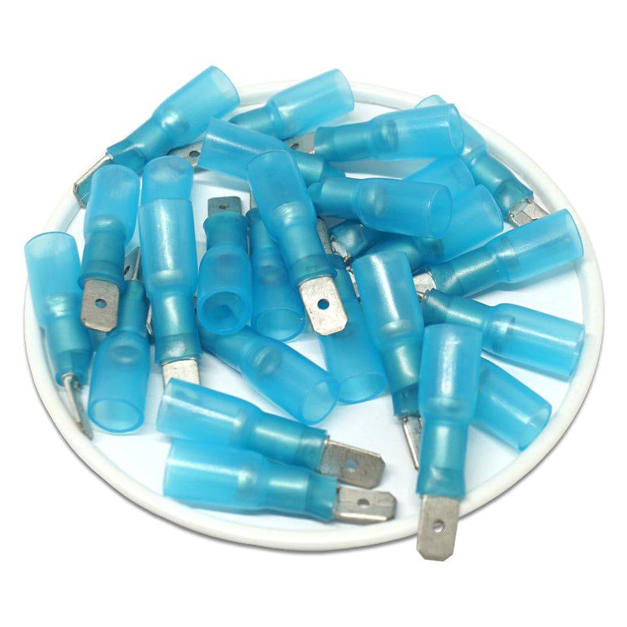 16 to 14 AWG Heat Shrink Quick Disconnects, Male, Disc: 0.189", Polyolefin, 25 Pieces - QDSM101-48