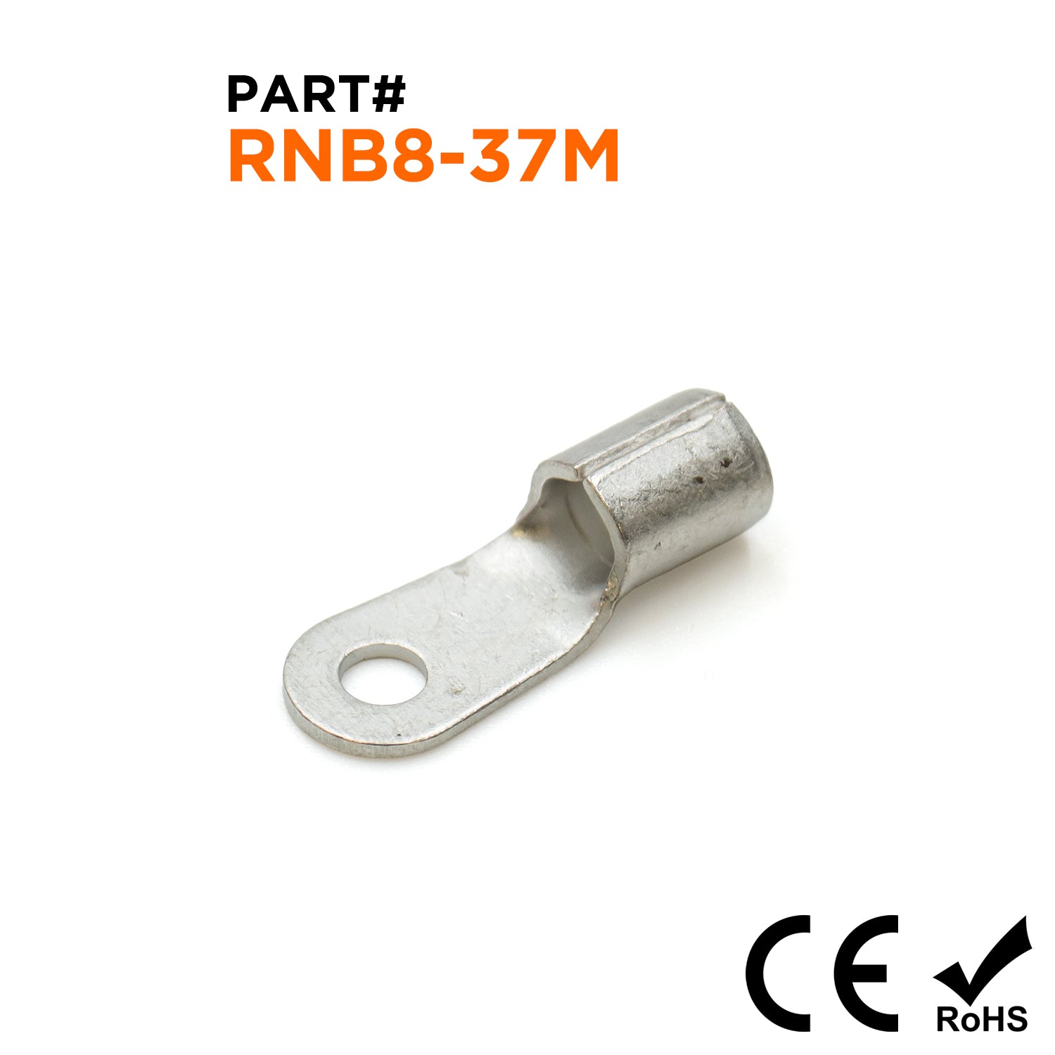 RNB8-37M - 8 AWG Sin aislamiento Terminales de anillo, #6 Orificio, 25 piezas