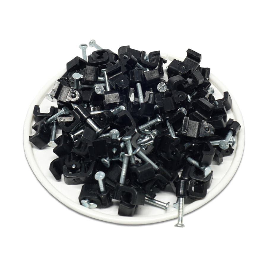 FNC7B - Flat Nail Cable Clip - Black - 7mm