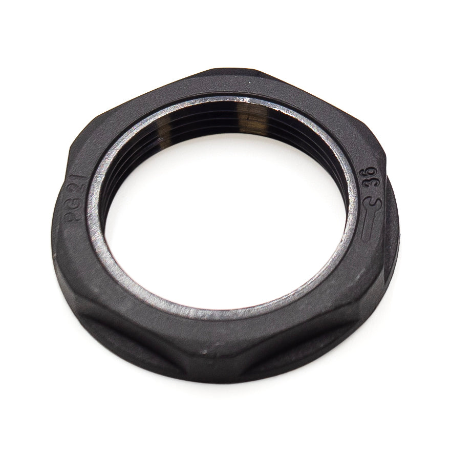 PG21 Thread Nylon Lock Nut for PG Cable Glands, Black, UL Approved, 1 Piece - PG21B-LN