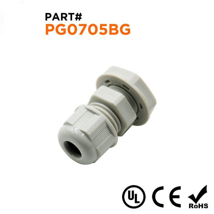 P0705BG - PG7 Rosca De nailon Prensaestopas, Beige, Rango: 1/16" a 3/16", UL Listed, IP68, IP69K - 1 pieza