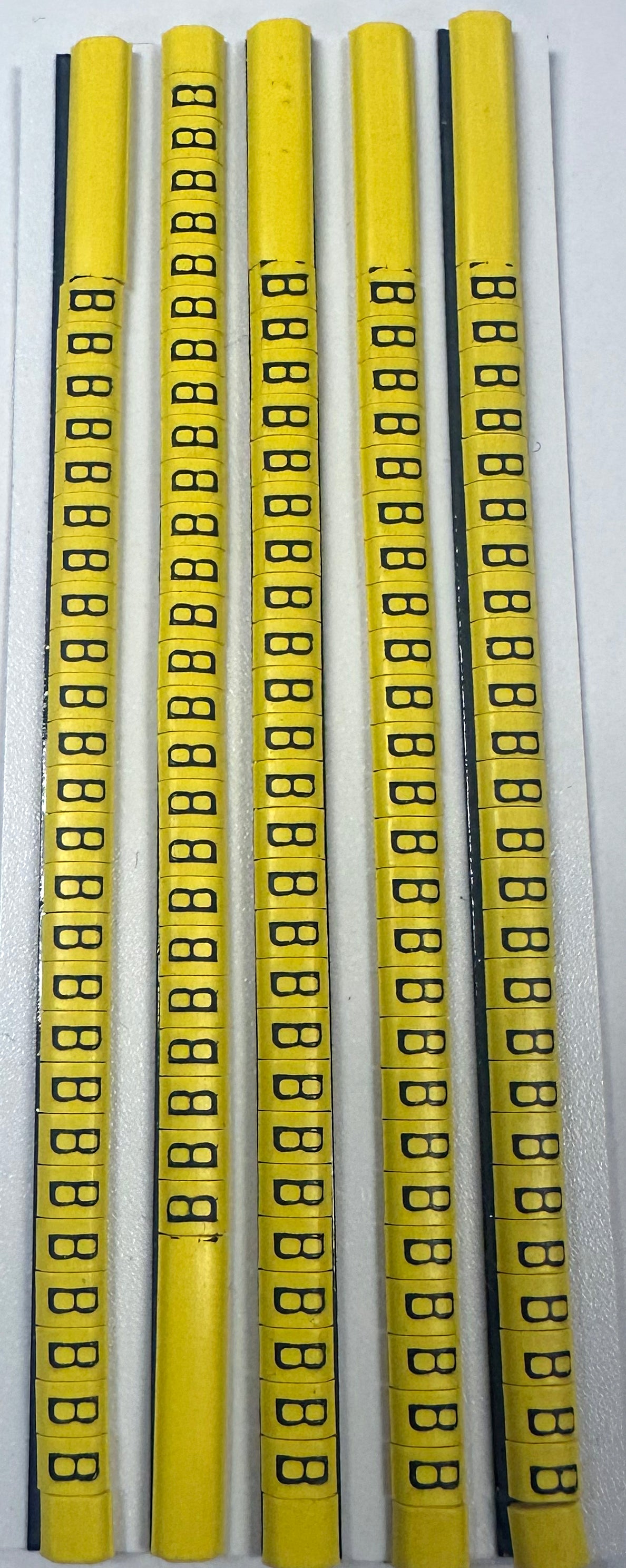 30BYB - Ademark Style P3 Wire Markers, PVC, Letter B, 3mm, Black & Yellow, 10 Strips