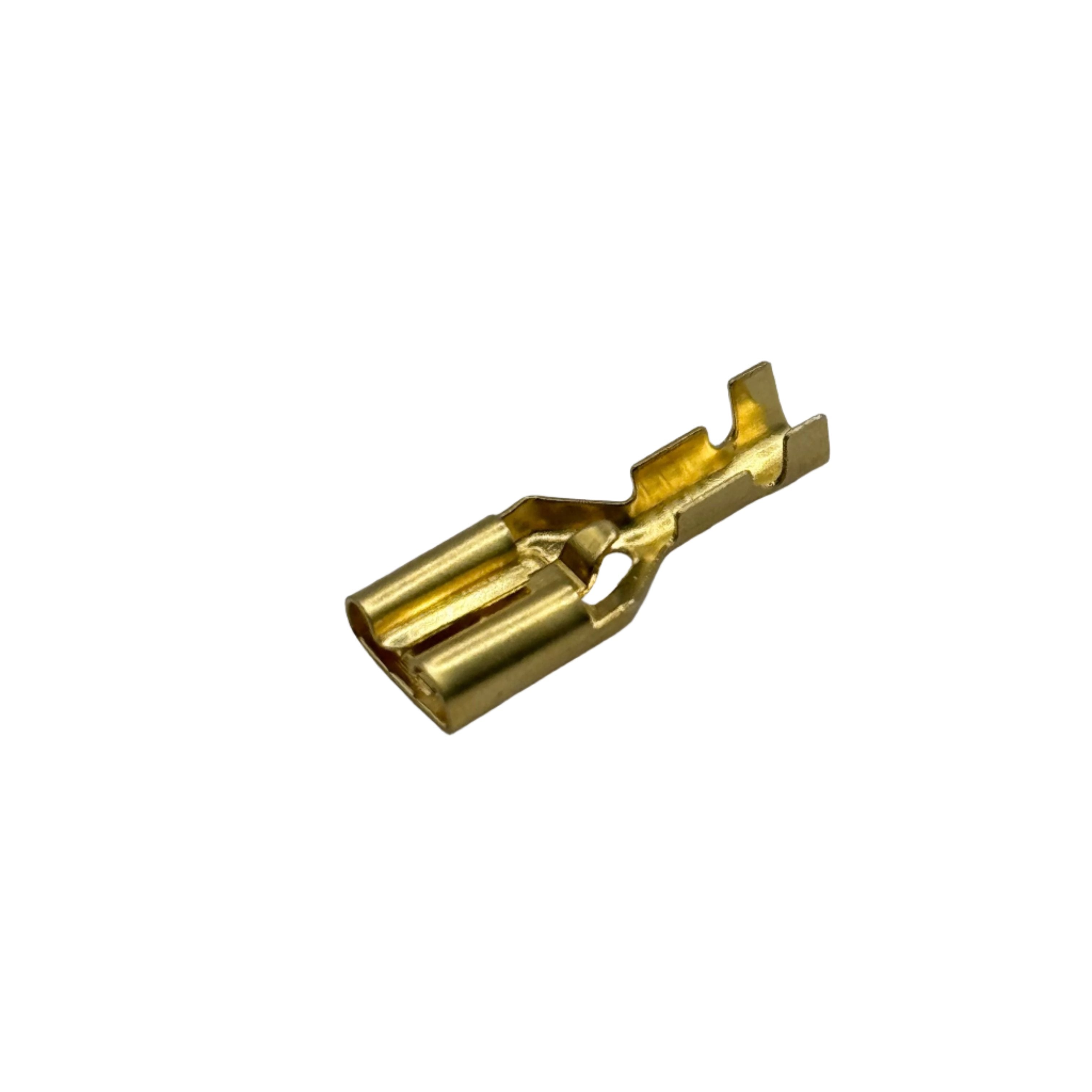 DJ621-J6.3B - 18 a 16 AWG Female Terminales de desconexión rápida, Brass, Lock Tab, 100 piezas