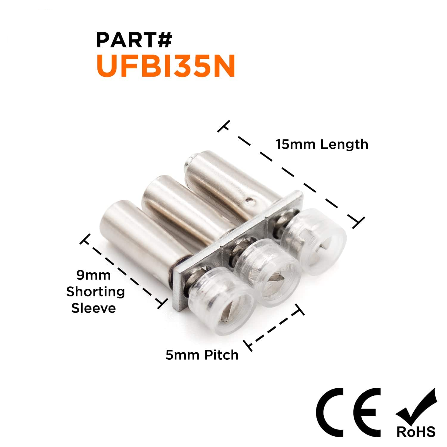 UFBI3-5N - Terminal Block Internal Jumper with Insulation Collar, 3 Positions, Screw Down
