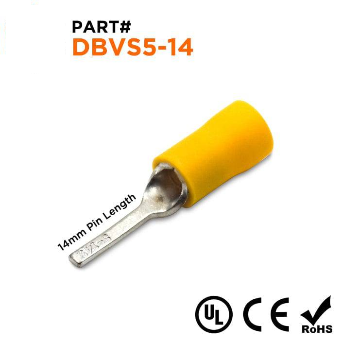 DBVS5-14 - 12 a 10 AWG Con aislamiento de vinilo Flat Blade Terminales, Butted Seam, UL Recognized, 100 piezas