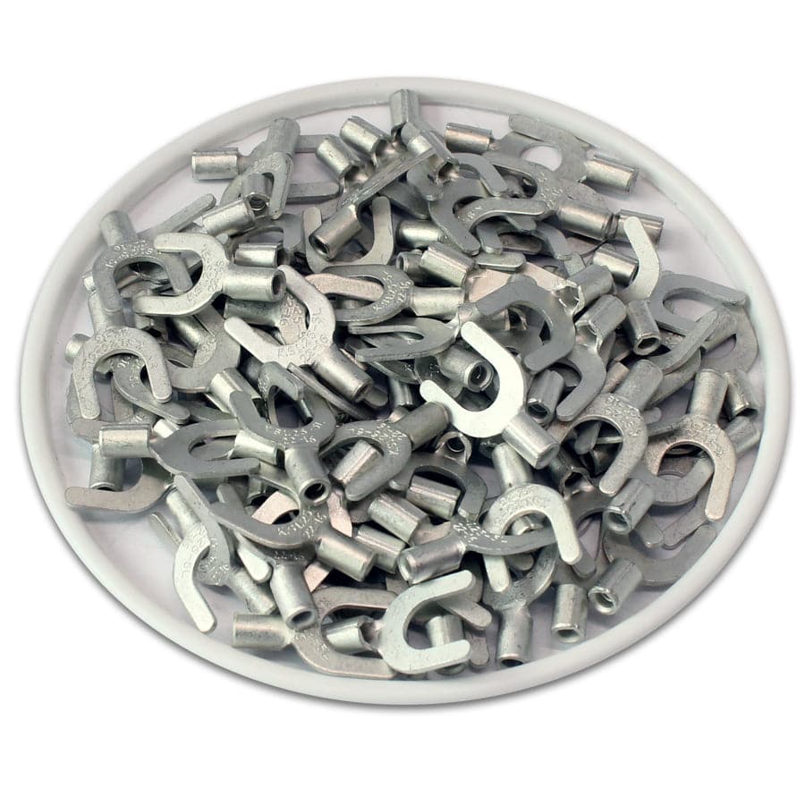 SNBL1-5 - 22 to 16 AWG Non Insulated Spade Terminals, #10 Stud, UL Recognized, 100 Pieces
