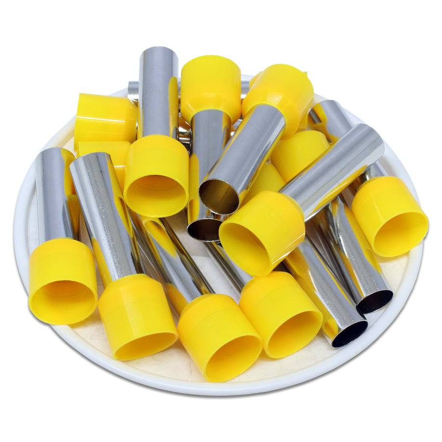 AD250025 - 4 AWG Insulated Wire Ferrules, 25mm Pin, Yellow, 100 Pieces