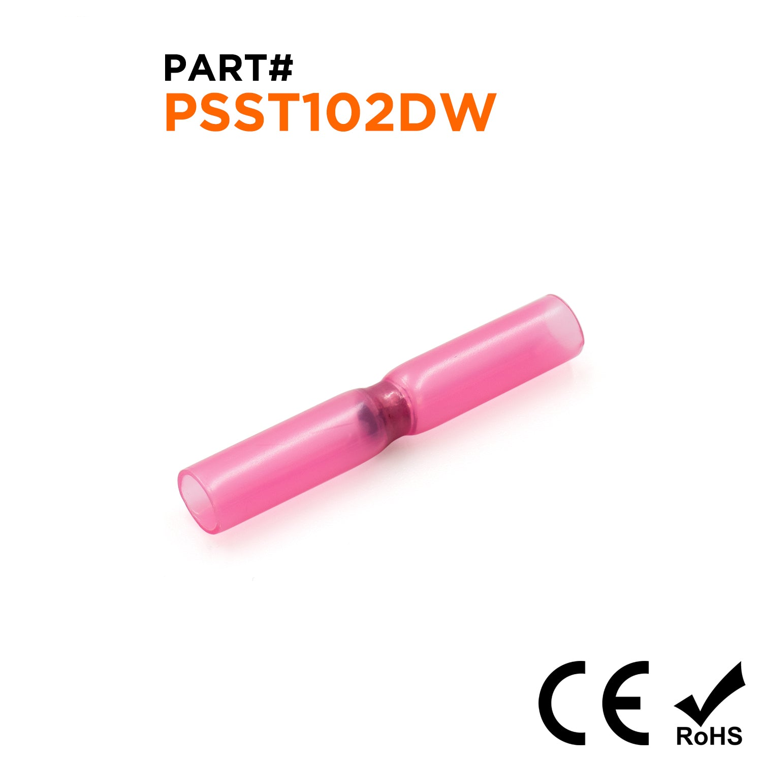 PSST102DW - 22 to 18 AWG Heat Shrink Solder Sleeves, Double Wall, No Printing, Red, 25 Pieces