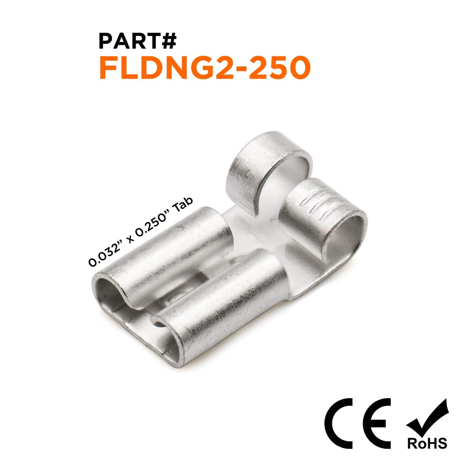 FLDNG2-250 - Sin aislamiento Flag Terminal Quick Disconnect - 16-14 AWG - 100/pack