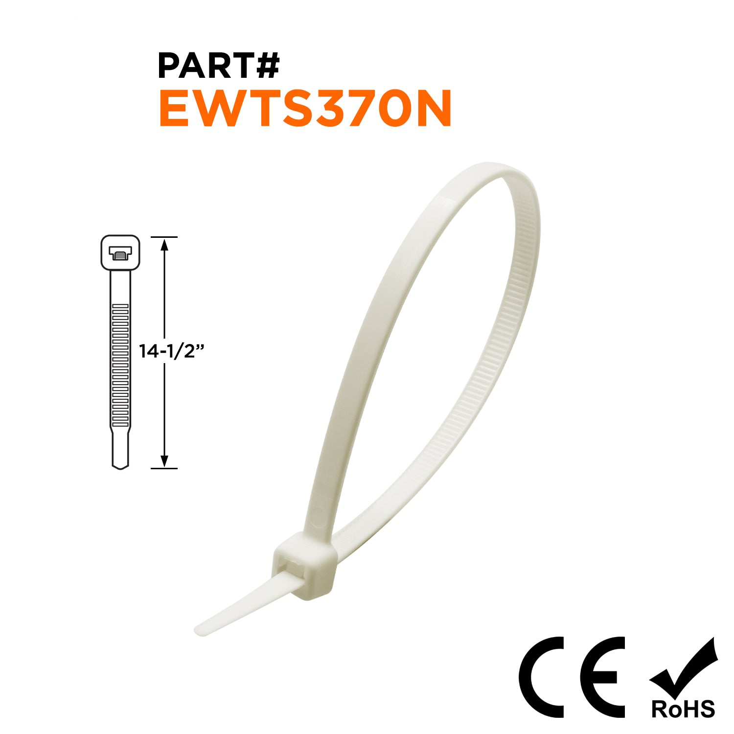 EWTS370N - 14-1/2" Ultra Extreme Temperature Estándar Bridas, 50-lb Tensile Strength, Natural, 100-Pack