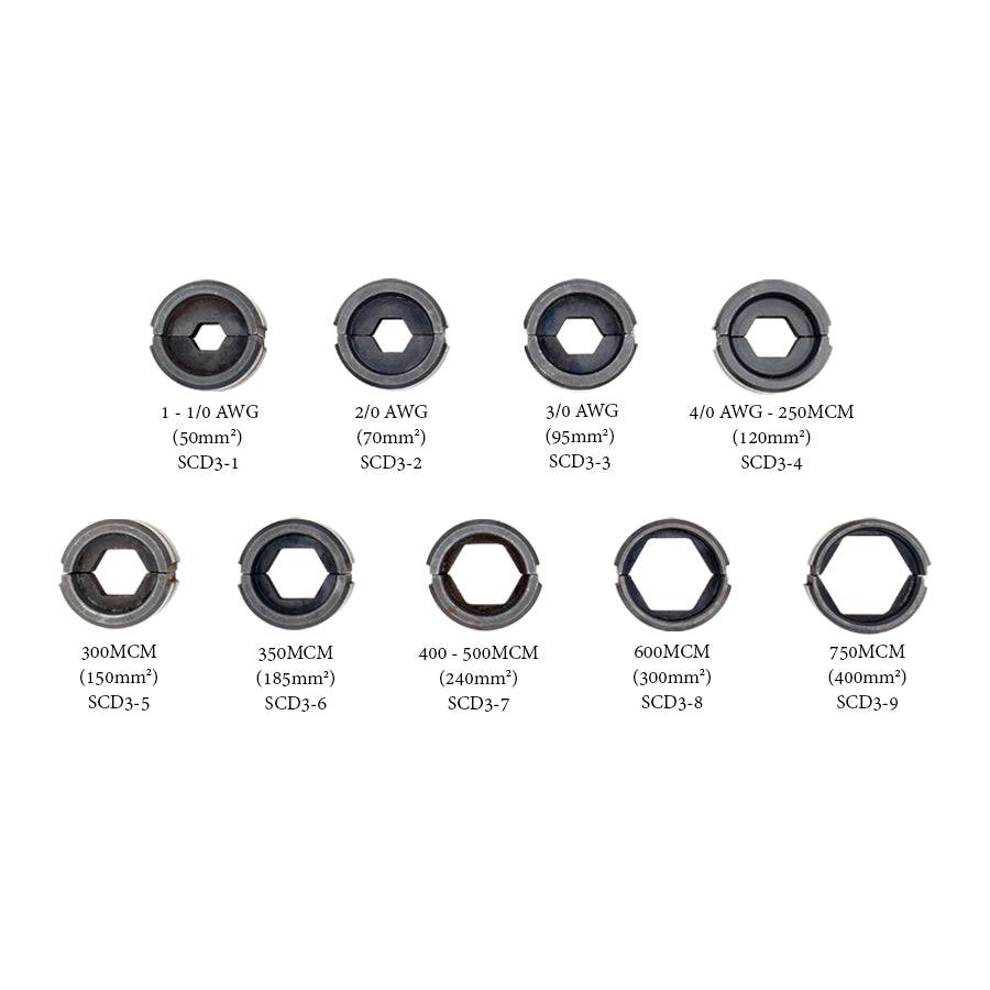 FDLS50400 - 1AWG - 750MCM Lugs Matriz Juego Bundle para FDZ400 Hydraulic Herramienta, 1 Juego
