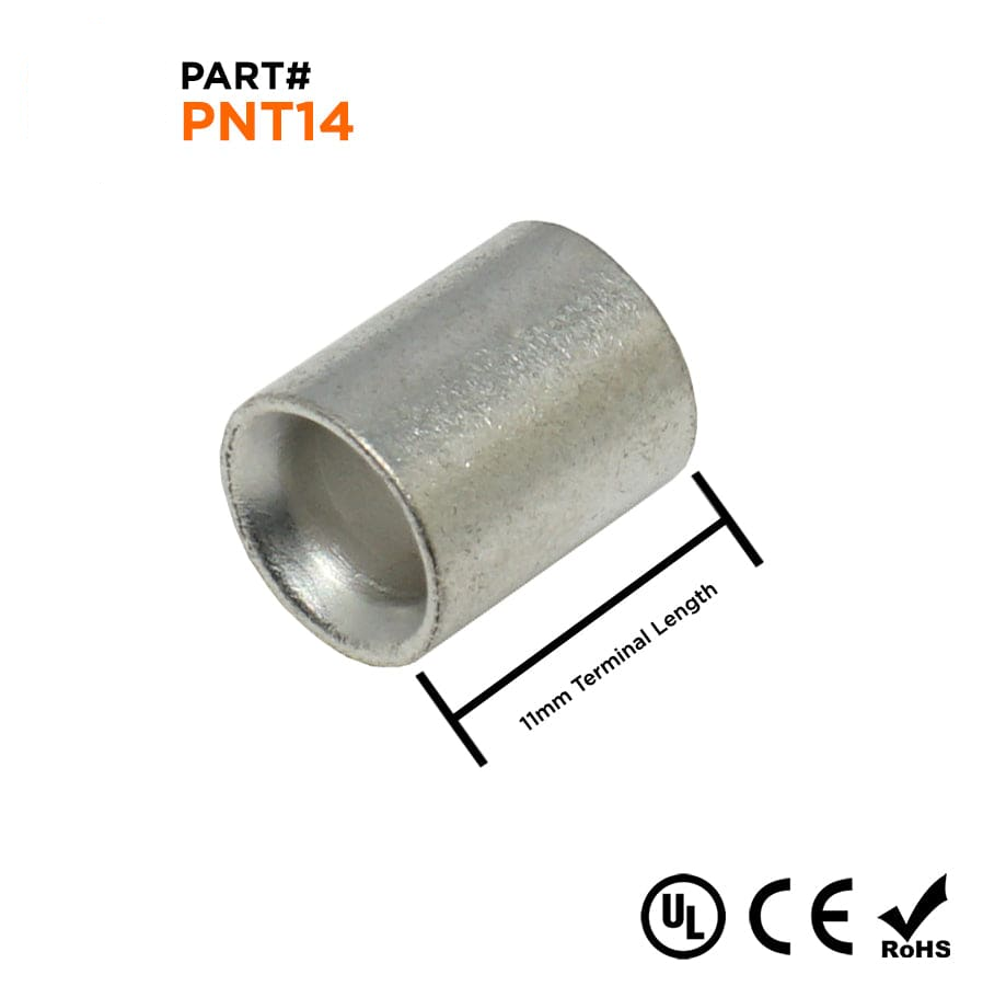 6 AWG Sin aislamiento Parallel Conectores, 7/16" Longitud, UL Approved, 50 piezas - PNT14