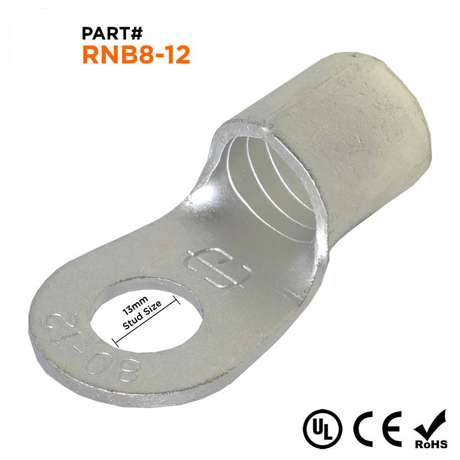 3/0 AWG Non Insulated Ring Terminals, 1/2" Stud, UL Approved, 10 Pieces - RNB80-12