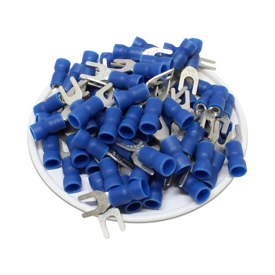 SVELL2-3.7 - 16 to 14 AWG Vinyl PVC Insulated Spade Terminals, #6 Stud, 100 Pieces