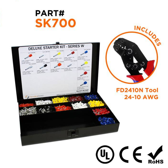 SK700 - 22 a 10 AWG Punteras Deluxe Kit + FD2410N Herramienta, 3,450-piezas, Series W, 1 Kit