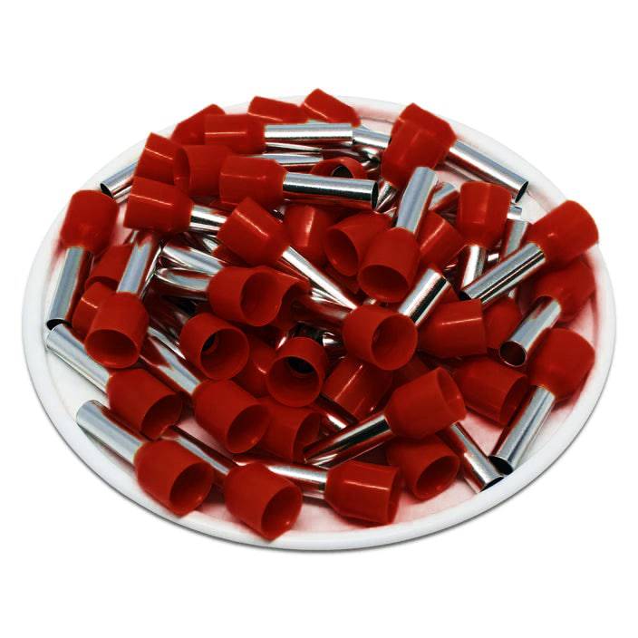 F60012R - 10 AWG Insulated Wire Ferrules, 12mm Pin, Red, 100 Pieces
