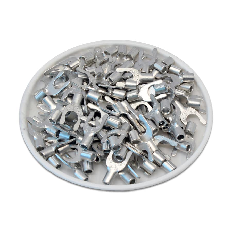 16-14 AWG Sin aislamiento Locking Terminales de horquilla, #10 Orificio, UL Approved, 100 piezas - LSNBL2-5