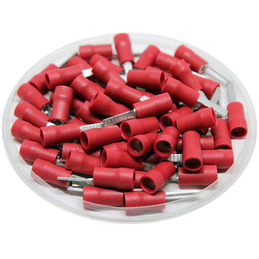 DBD1-10 - 22 a 16 AWG Vinyl PVC Insulated Flat Blade Terminales, Double Crimp, 10mm Pin, UL Recognized, 100 piezas