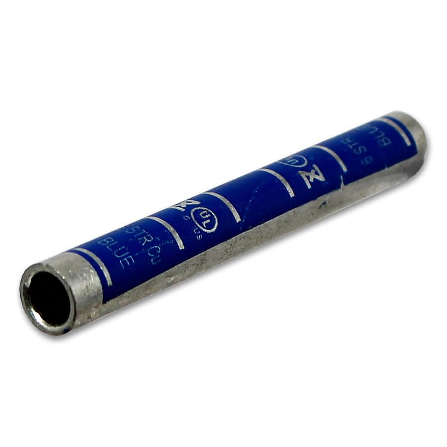 LC6 - 6 AWG Copper Compression Splice Connectors, Long Barrel, Blue, 1 Piece