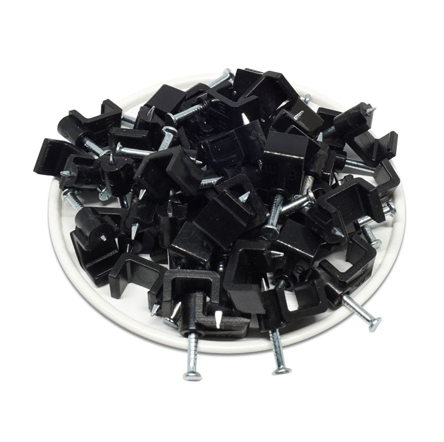 FNC8B - Flat Nail Cable Clip - Negro - 8mm