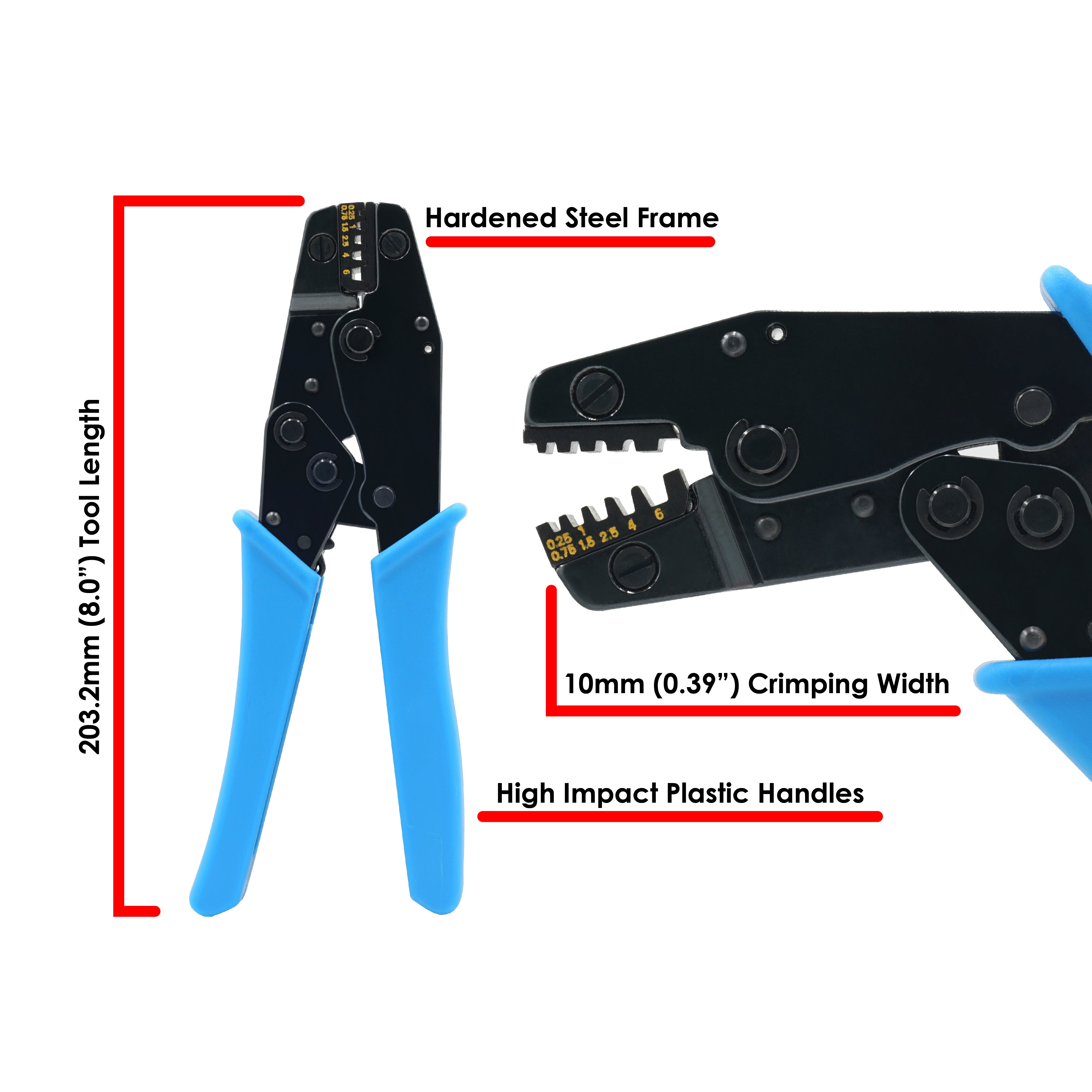KST LY8-060 - 24 to 10 AWG Wire Ferrules Crimping Tool, UL Approved, Side Load, Trapezoidal Profile, 1 Piece