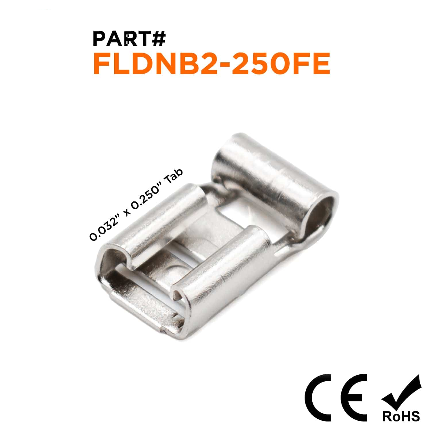 FLDNB2-250FE - 16 to 14 Steel Flag Quick Disconnects, High Temperature, 100 Pieces
