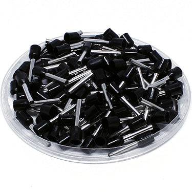 AD15008L - 16 AWG Insulated Punteras, 8mm Pin, Negro, Ancho Collar, UL Recognized, 500 piezas