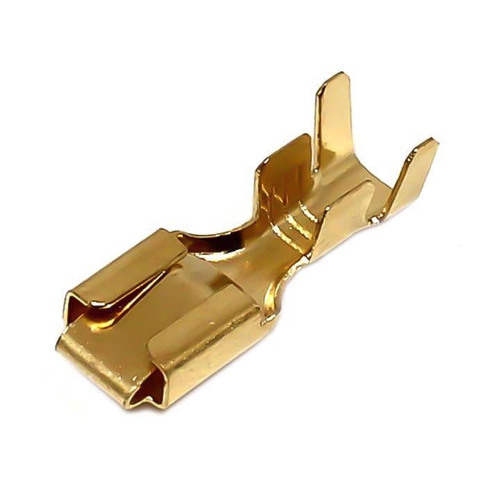 DJ621-B6.3D - 14 to 12 AWG Female Quick Disconnects, Brass, Lock Tab, 100 Pieces