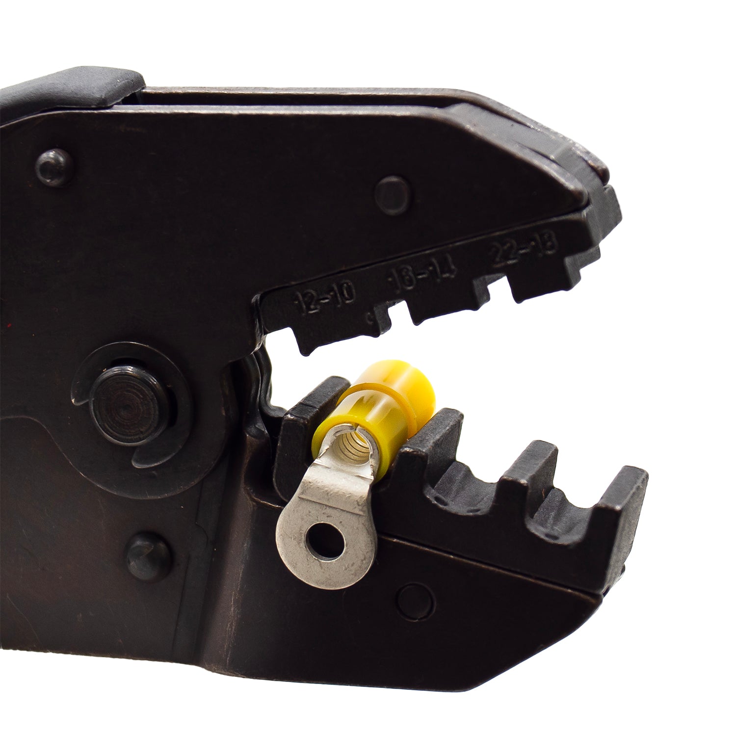 90D5-3.5A - 12 a 10 AWG Right Angle De nailon Terminales de anillo, #6 Orificio, 50 piezas