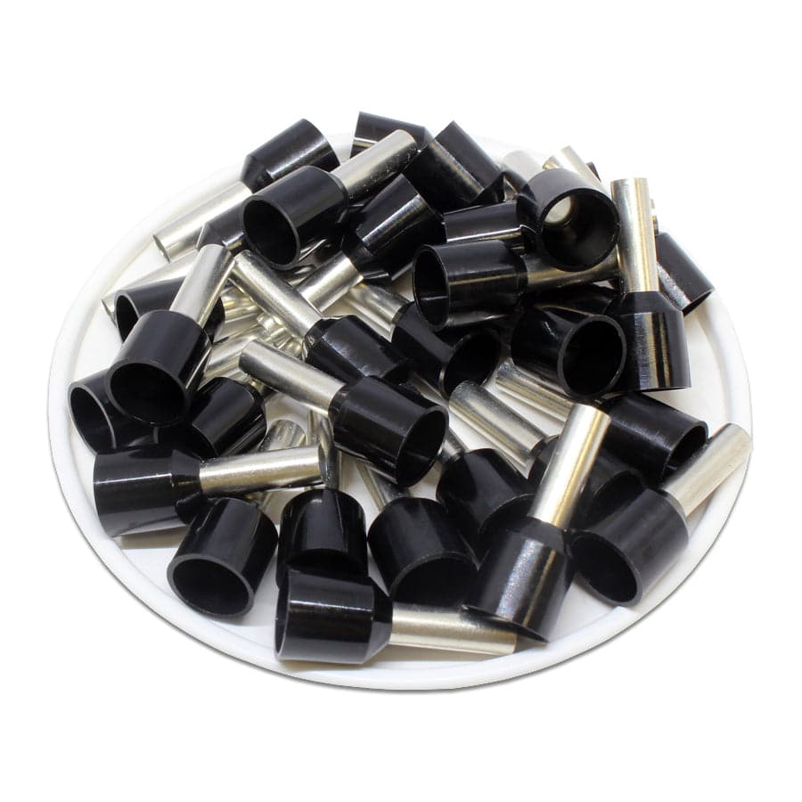 SC60012W - 10 AWG Insulated Punteras, 12mm Pin, Negro, XXL Collar, Short Circuit Protection, 100 piezas