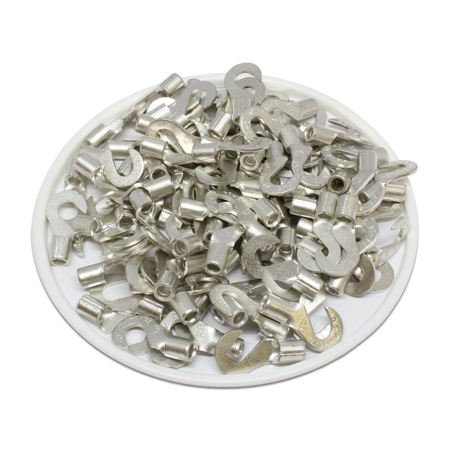 16-14 AWG Non Insulated Hook Terminals, #6 Stud, Brazed Seam, UL, - HNB2-3.7
