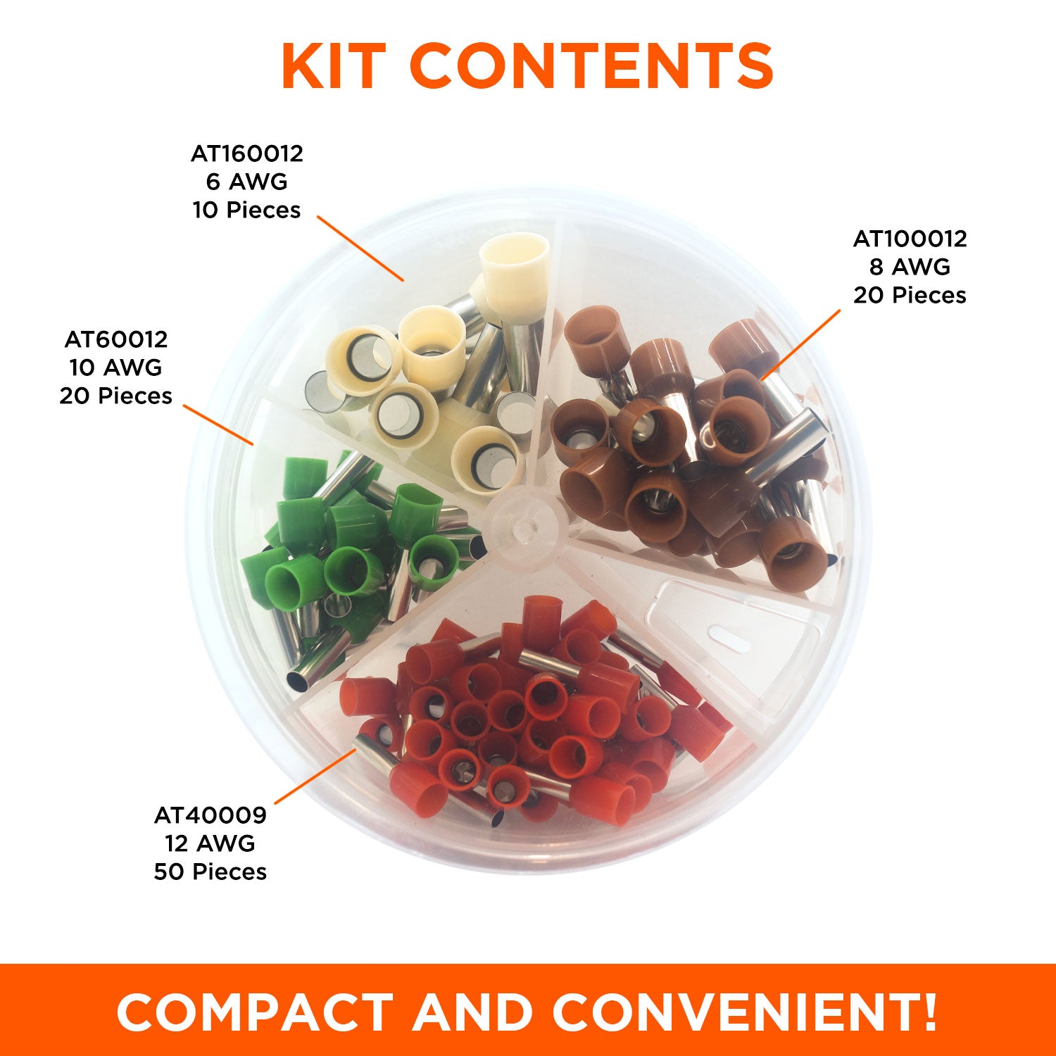 SK1206T - 12 to 6 AWG Single Insulated Wire Ferrules Mini Kit, 100 Pieces, Series T, 1 Kit