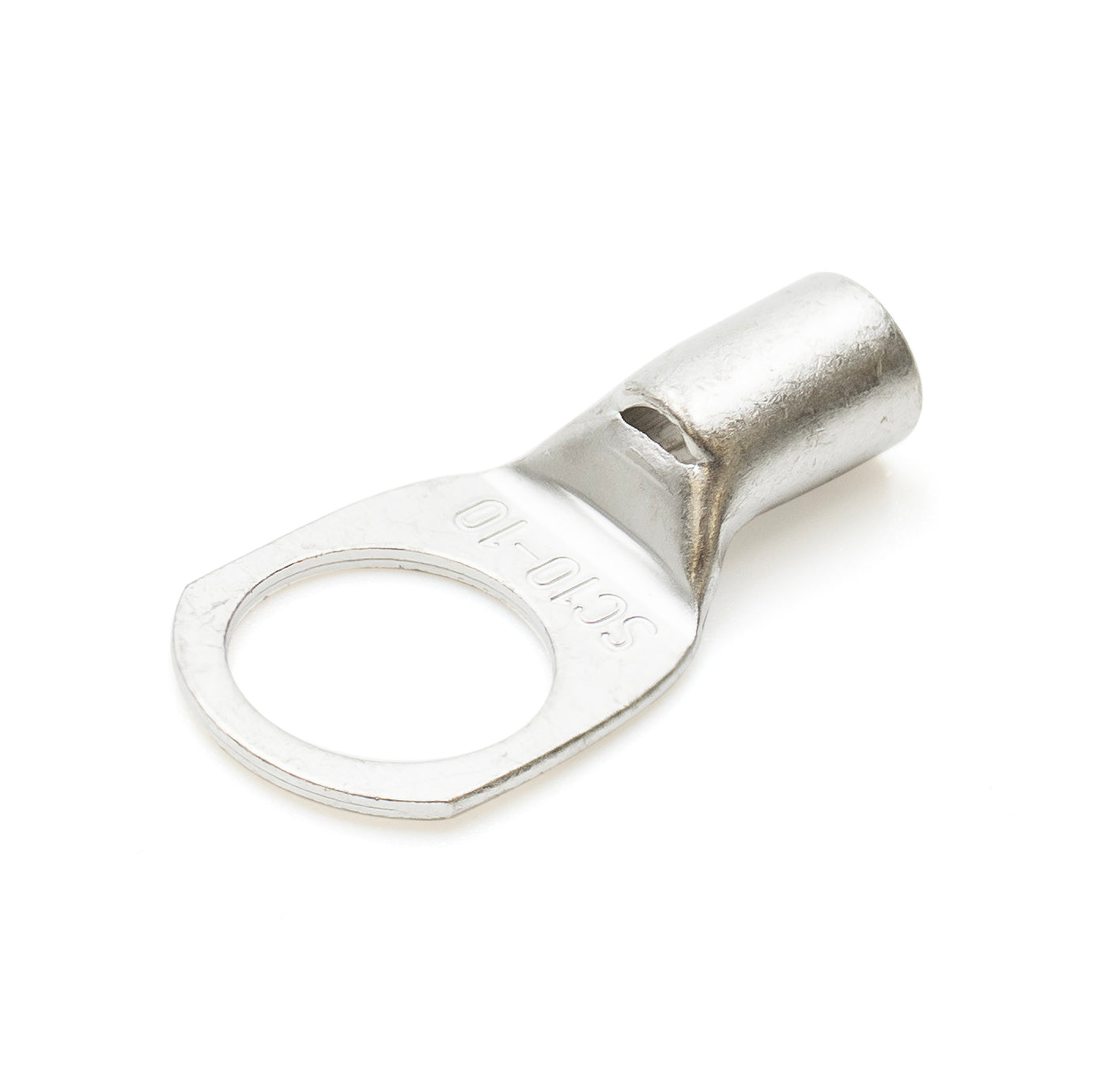 SCH1010 - 8 AWG Non Insulated Tubular Ring Lug, 3/8" Stud, 50 Pieces