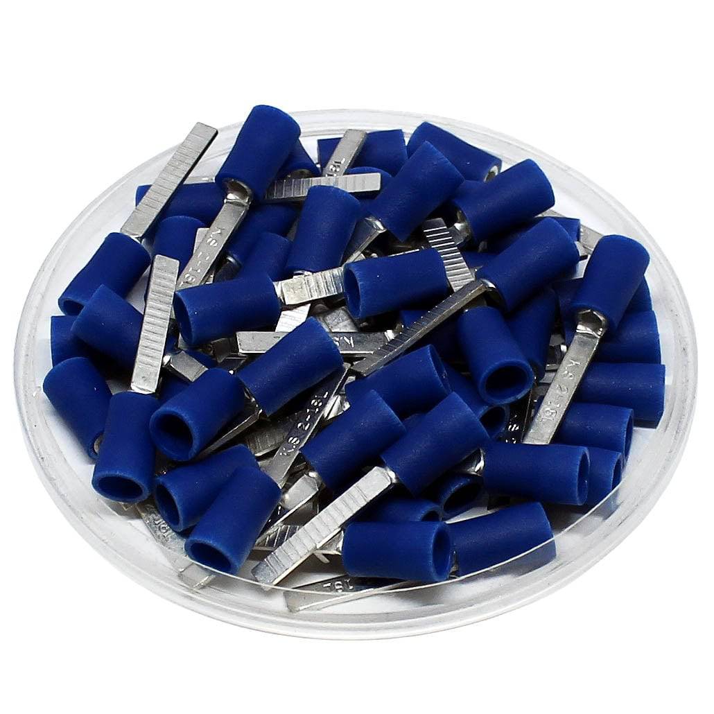 16 a 14 AWG Con aislamiento de vinilo Flat Blade Terminales, Butted Seam, UL Approved, 100 piezas - DBVL2-18