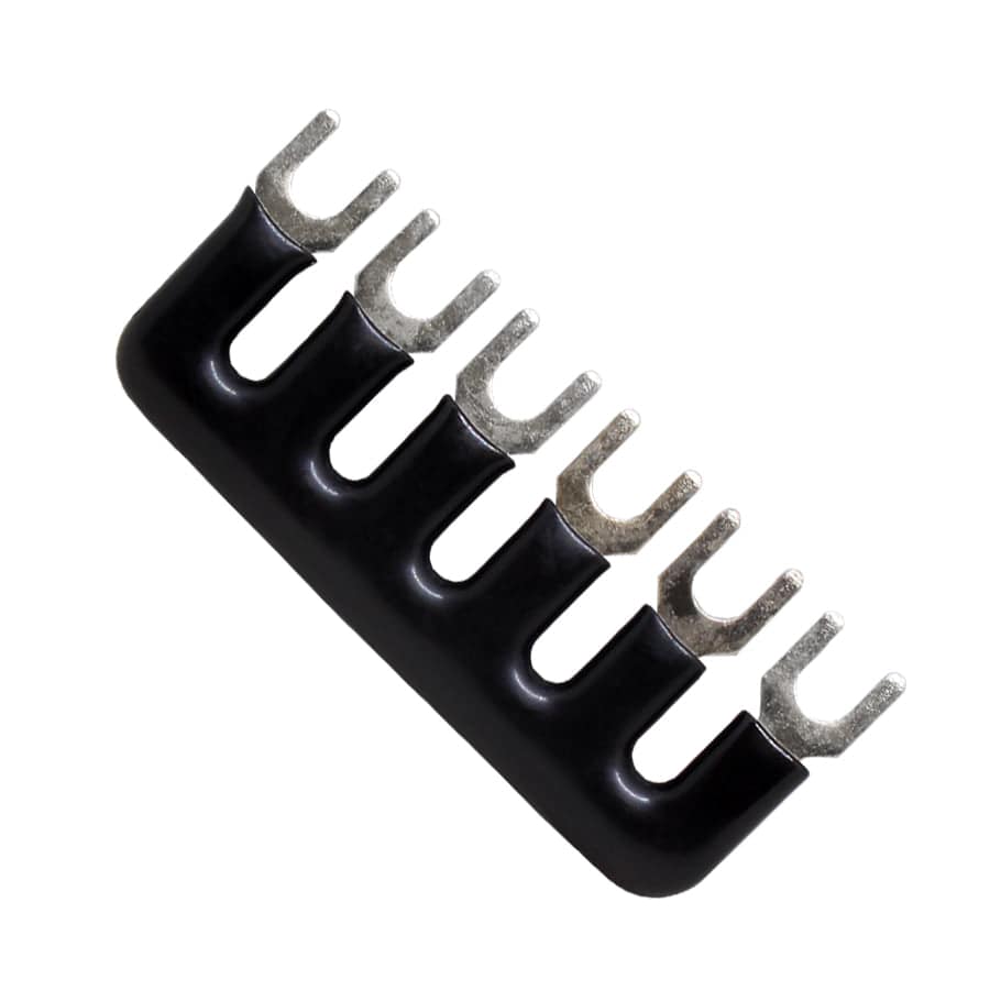 UEB6-7.3B - Fork Type External Jumper for Terminal Block UTD-10, 6 Positions, Black