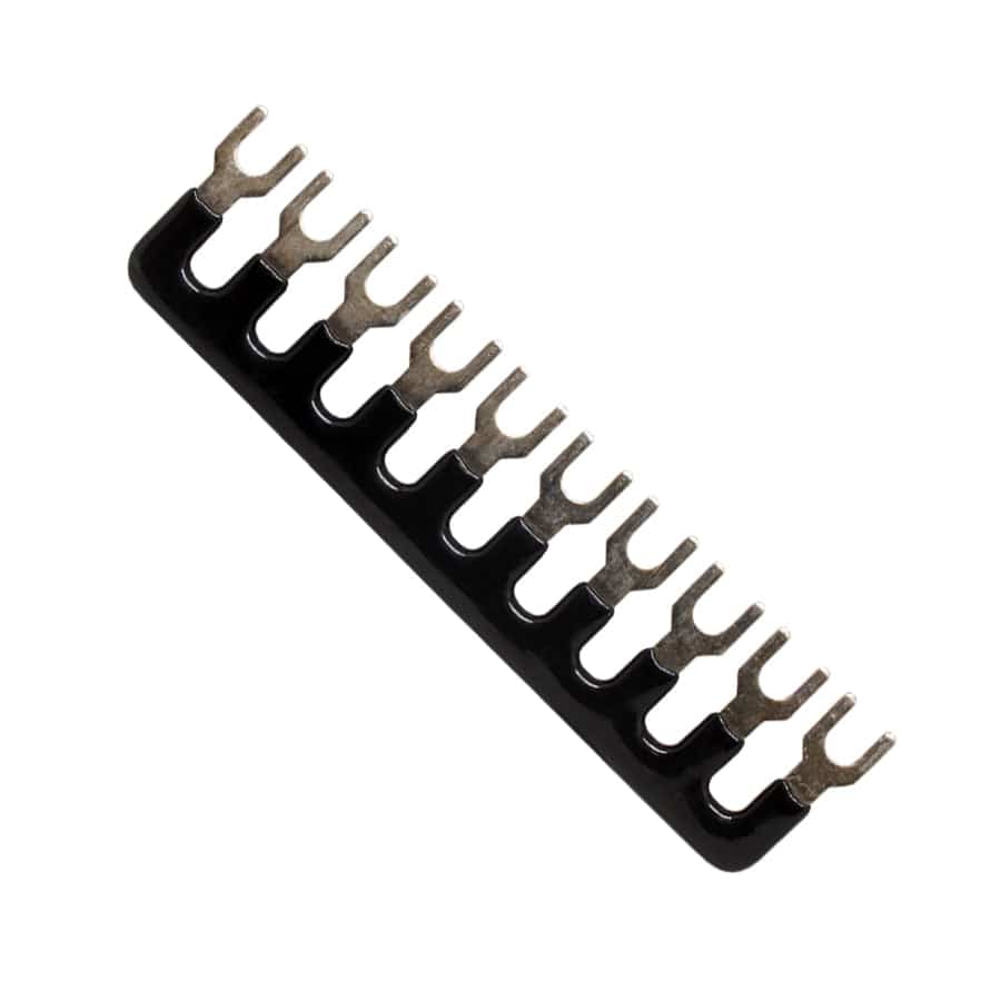 UEB10-7.3B - Fork Type External Jumper para Terminal Block UTD-10, 10 Positions, Negro