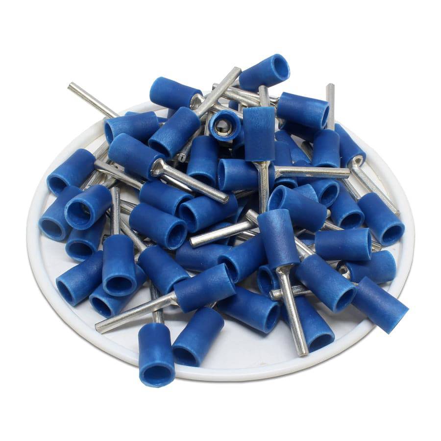 PTV2-16 - 16 to 14 AWG Vinyl Insulated Pin Terminals, 5/8" Pin, UL Recognized, 100 Pieces